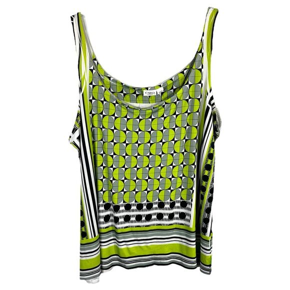 Cato Plus Size 22W‎ 24W Tank Top Green Gray Psychedelic Sleeveless Satin 873 - Picture 1 of 8